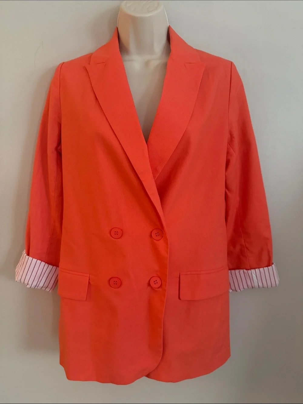Dolan Left Coast Blazer Classic Coral Double-Breasted Women's Blazer Size Small